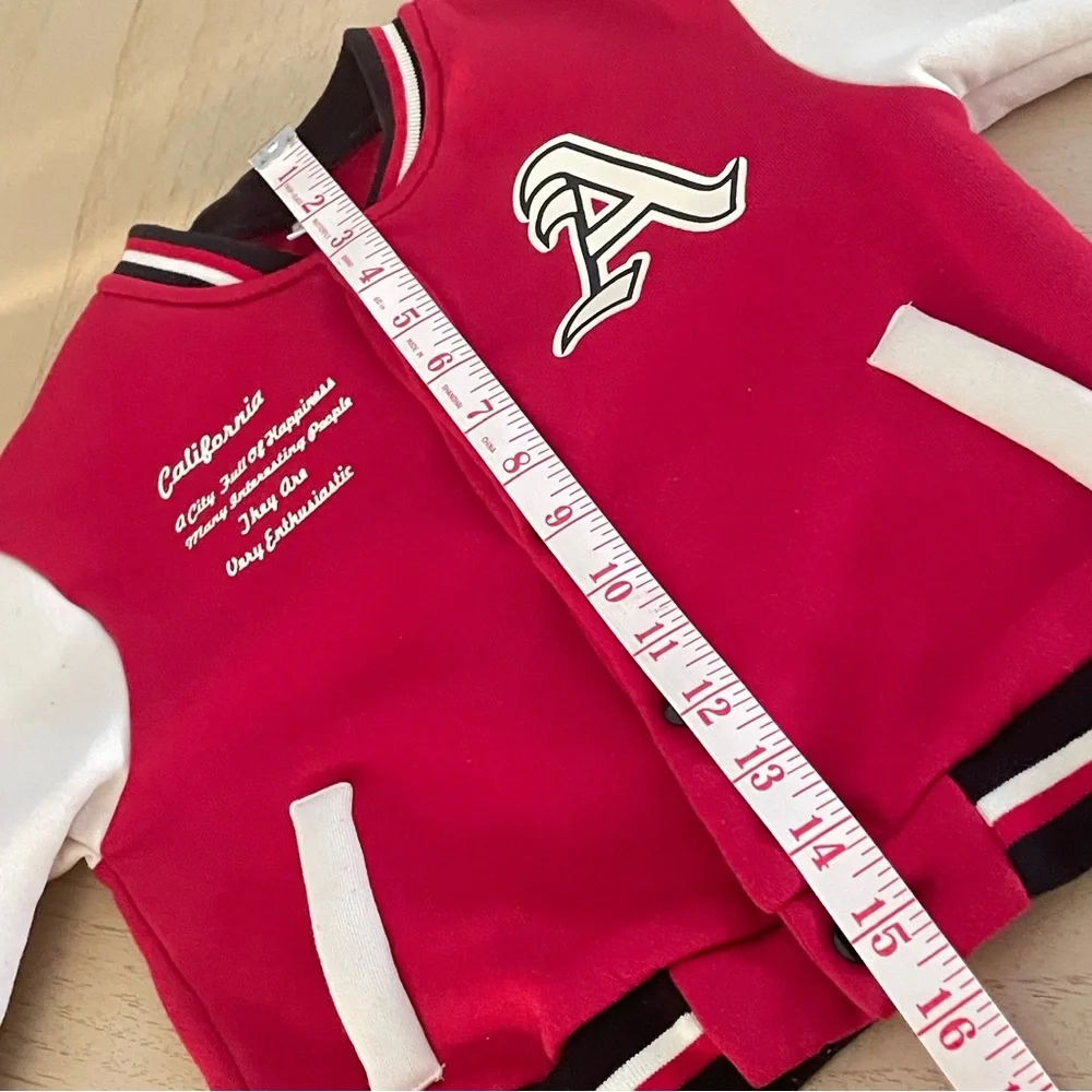 SHEIN Kids Red Varsity Jacket California Play Team Bomber Size 5Y